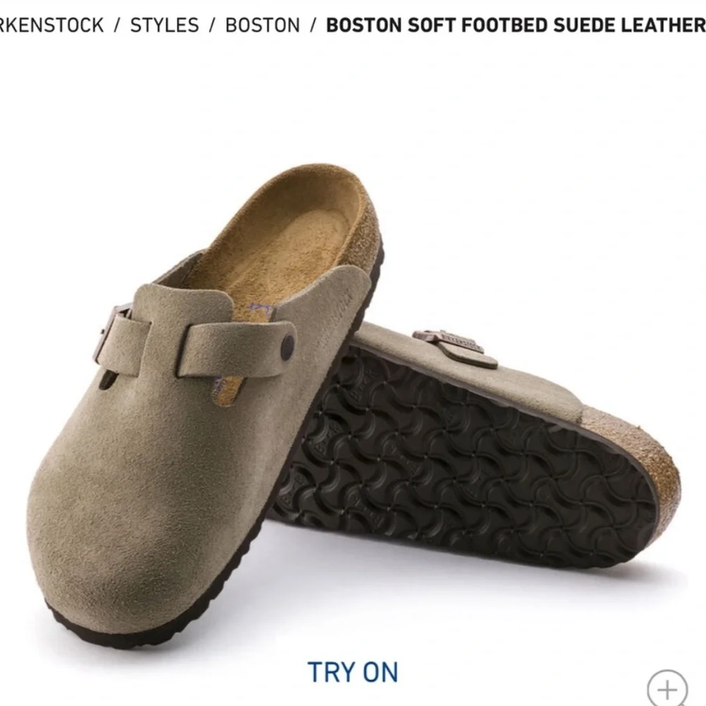 Birkenstock Boston Olive Suede Clogs - Picture 2 of 5